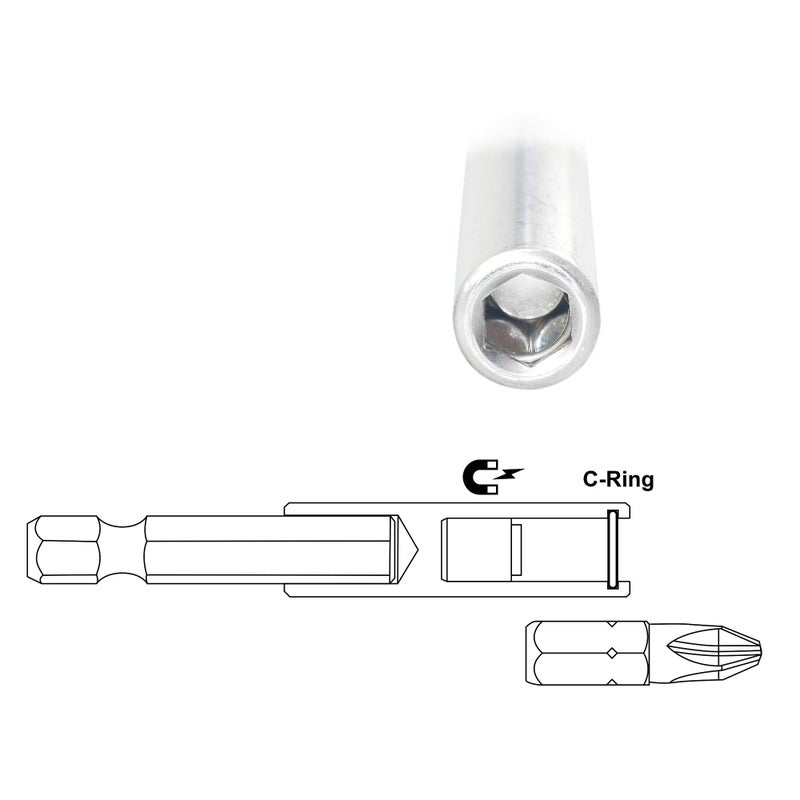 KAIFNT K405 Magnetic Bit Holder with Retaining Ring, 2, 4, 6-inch Extensions, 3-Piece - Image 4